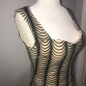 Tobi Cream & black sequin design sleeveless dress